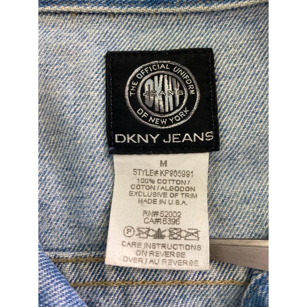 Vintage 90s DKNY Denim Jeans Jacket w/ Silver Pink Velvet Trim Medium - Picture 9 of 16